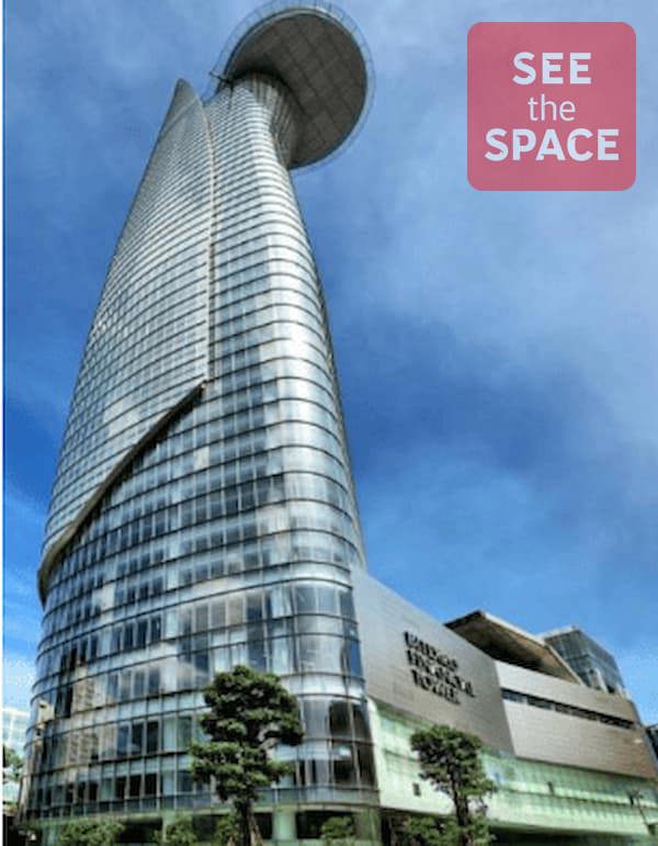 Bitexco Financial Tower — Panoramic exterior view of the iconic Bitexco Financial Tower, rising 262 meters in the heart of District 1, Ho Chi Minh City, featuring a helipad on the 52nd floor