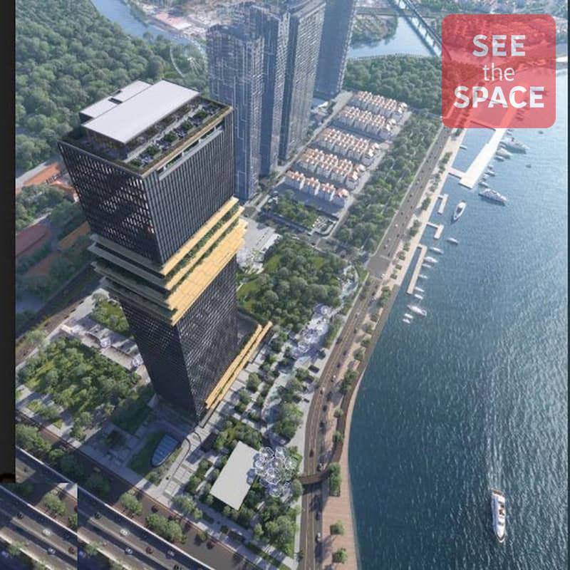Saigon Marina IFC — Toàn cảnh tòa nhà văn phòng hạng A+ Saigon Marina IFC 55 tầng tại khu phức hợp Ba Son, Quận 1, TP.HCM, hướng mặt tiền ra sông Sài Gòn