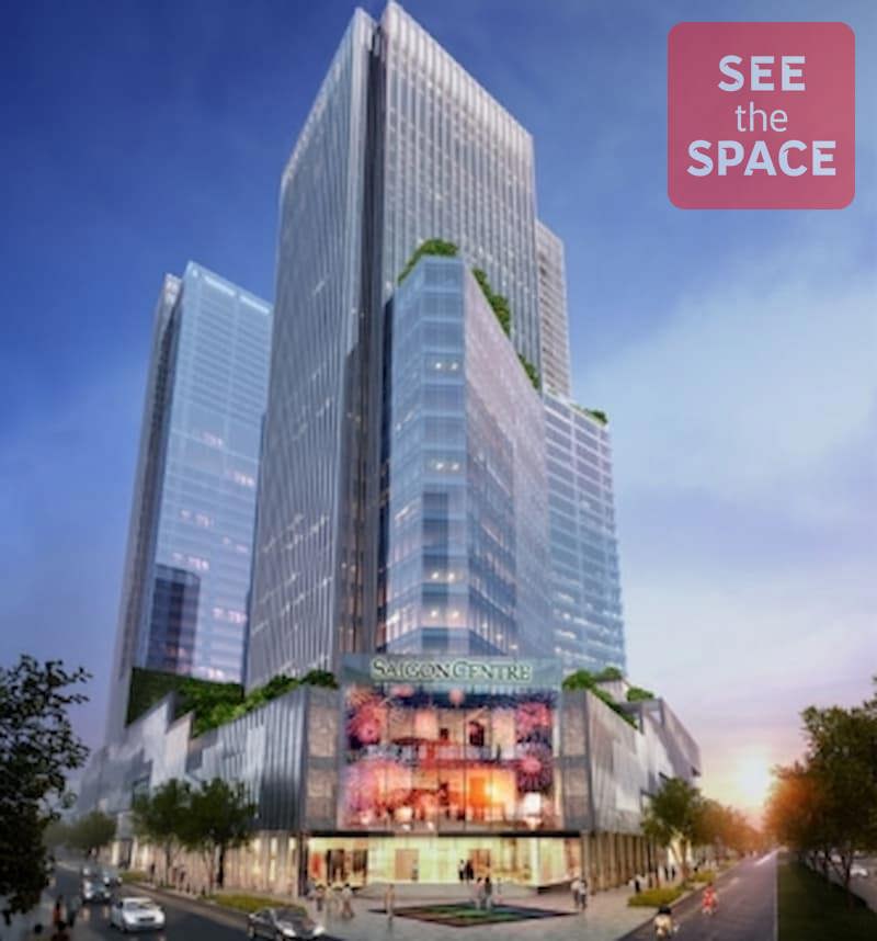 Saigon Centre Tower 2 — Exterior view of Saigon Centre Tower 2 on Nam Ky Khoi Nghia Street, District 1, a Grade A office building designed by New York architecture firm NBBJ