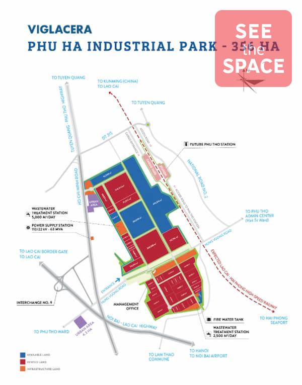 Khu công nghiệp Phú Hà tại tỉnh Phú Thọ với quy mô 450 ha, do Viglacera phát triển, cung cấp quỹ đất công nghiệp cho thuê cùng hạ tầng đồng bộ gồm hệ thống giao thông nội khu, cấp điện, cấp nước và xử lý nước thải hiện đại. KCN có vị trí thuận lợi gần cao tốc Hà Nội – Lào Cai, sân bay Nội Bài và các trung tâm sản xuất lớn, phù hợp cho các ngành điện tử, cơ khí chế tạo, ô tô, xe máy, vật liệu xây dựng và công nghiệp hỗ trợ.