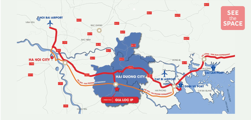 Phối cảnh Khu công nghiệp Gia Lộc, Hải Dương với vị trí thuận lợi kết nối các trung tâm kinh tế miền Bắc.