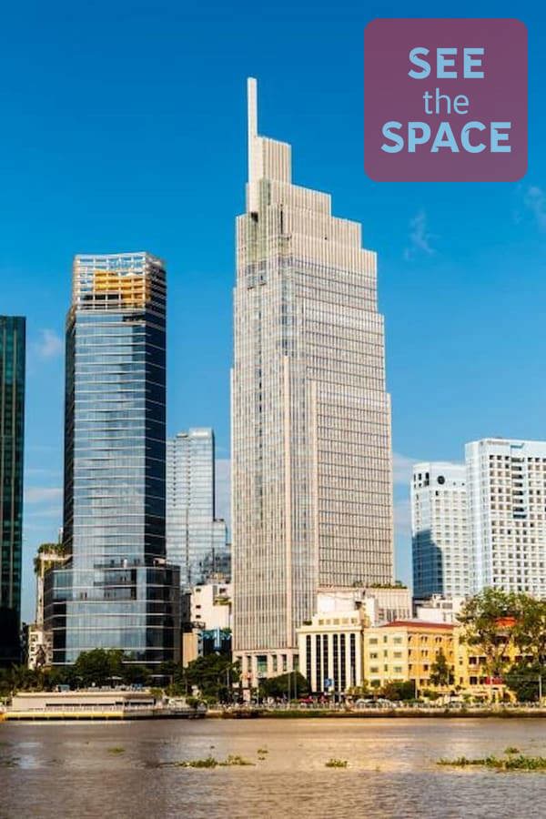 Vietcombank Tower — Front facade of Vietcombank Tower, a landmark Grade A office building at Me Linh Square, District 1, one of Ho Chi Minh City's first premium office towers