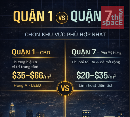So Sánh Giá Thuê Văn Phòng Quận 1 vs Quận 7 Năm 2026